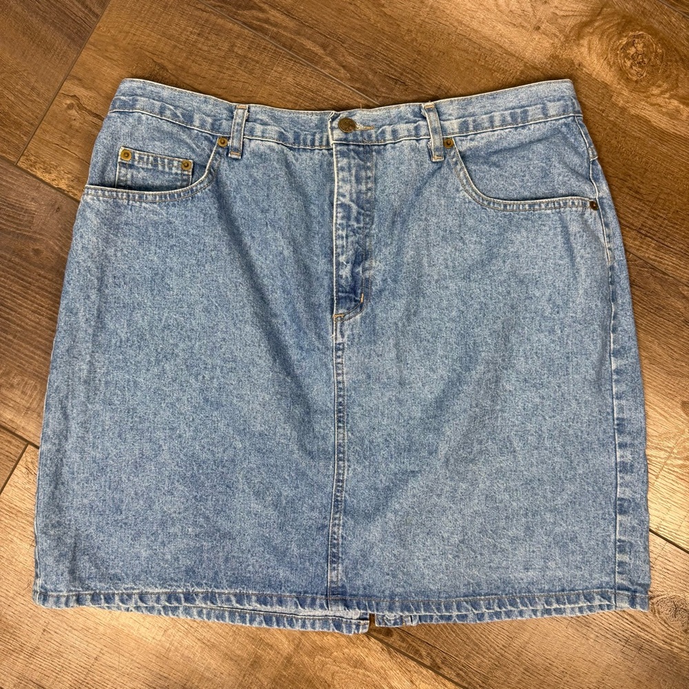 Vintage Stampede USA Denim Skirt 18W Light Wash Y2K 90s Plus Jean Skirt